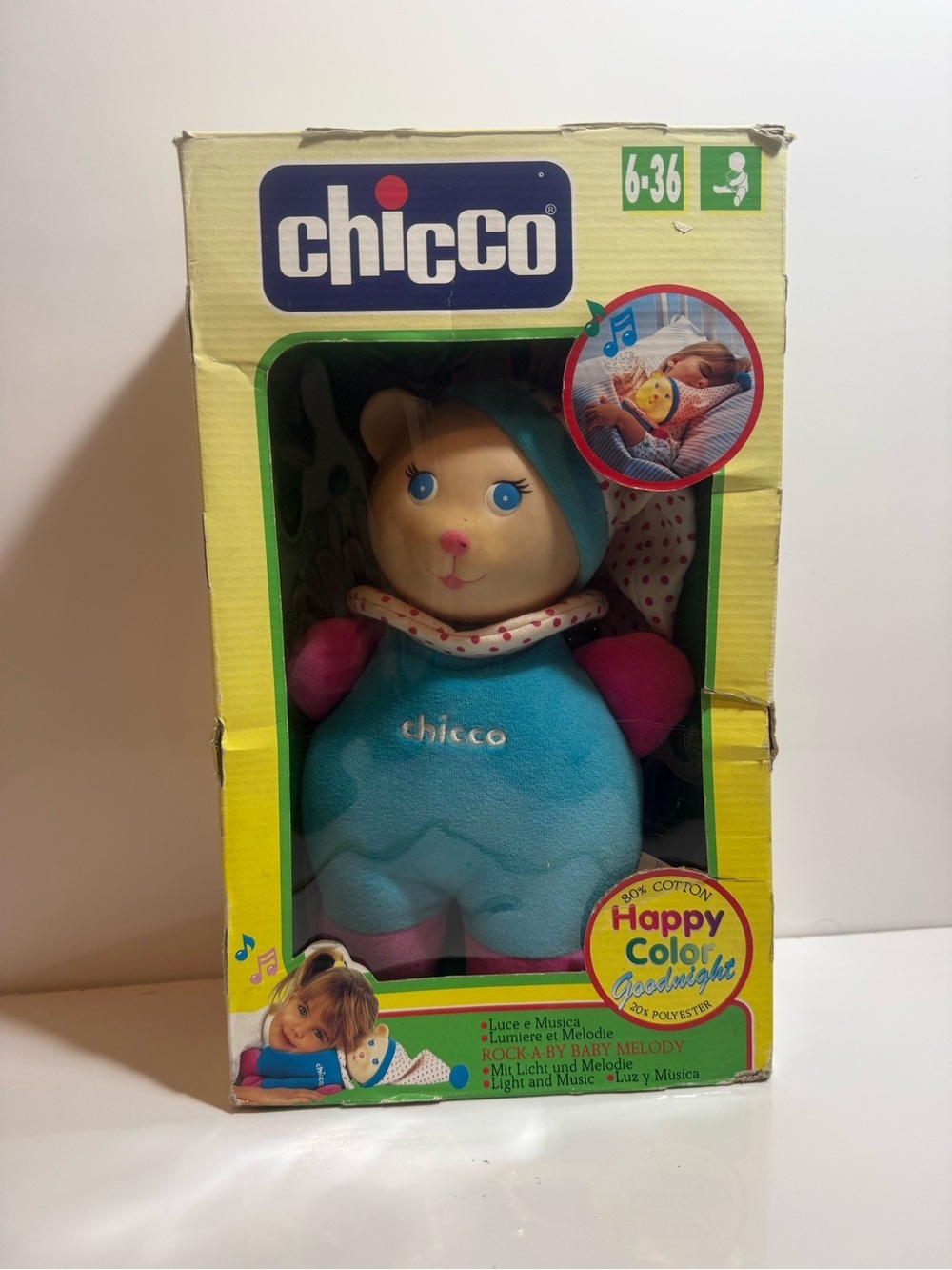 Chicco Happy Color Goodnight Light Musical Bear Rare - Tested & Works